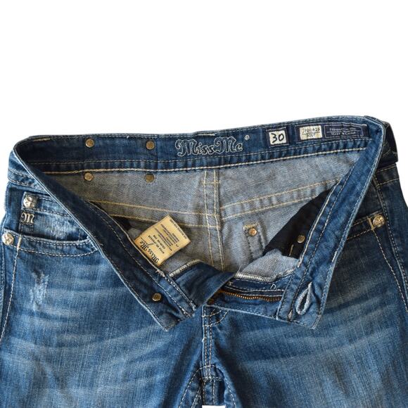 Miss Me Jeans Size 30 White Star Pocket Low Rise Bootcut Denim - Picture 4 of 9